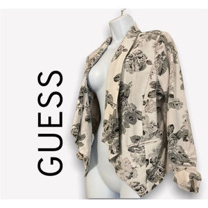 GUESS CARDIGAN SWEATER GRAY AND WHITE SIZE LARGE